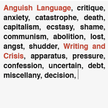 Anguish Language: Writing and Crisis